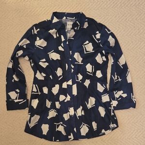 NIC+ZOE Indigo Abstract Button-Up Shirt